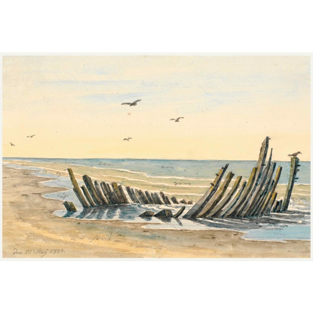 Wreck on the Beach, Vintage Coastal Art Print, 60" X 40" For Sale