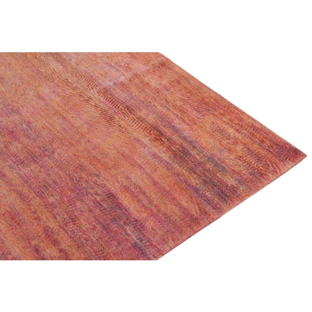 2010s Rug & Kilim’s Hand-Knotted Silk Rug in Pink, Orange, Purple Striae Patterns For Sale - Image 5 of 7