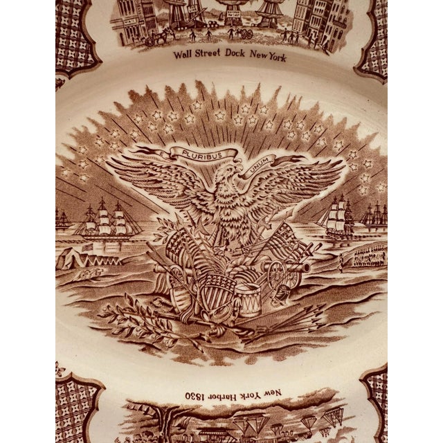 English Vintage Alfred Meakin Staffordshire Fair Winds The Friendship of Salem Brown Platter For Sale - Image 3 of 8