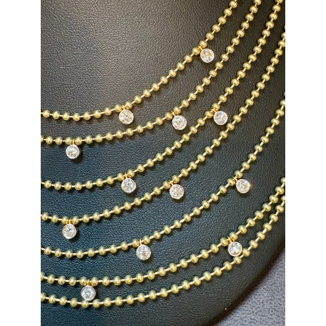 Draperie Diamond 18K Yellow Gold Multi Link Choker Ball Necklace, 7 Layers For Sale In New York - Image 6 of 18