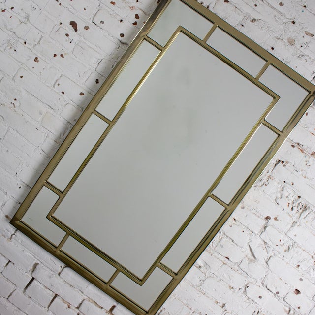Late 20th Century Late 20th Century Modern Large Rectangular Wall Mirror W/Brass Windowpane Frame For Sale - Image 5 of 18