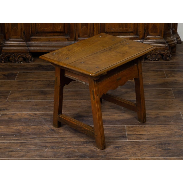 English Georgian Period Low Oak Side Table with Single Drawer and Carved Apron For Sale - Image 9 of 12