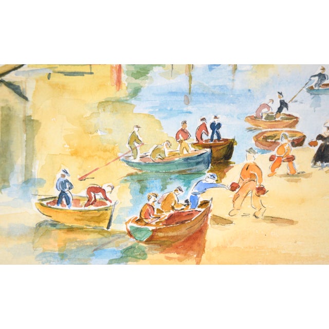 Paper Fishermen at the Shore in Concarneau - France Landscape by M. Saint-Guily For Sale - Image 7 of 9