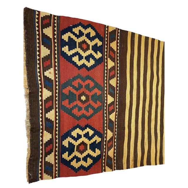 19th Century Antique and Rare Tribal Caucasian Kuba Kilim 5'92" by 3'08" For Sale - Image 5 of 7