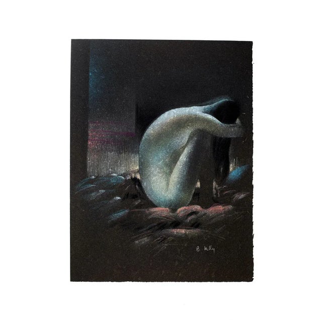 Femme Nue Recroquevillée - Original Lithograph by B. Kelly - 1980s 1980s For Sale - Image 3 of 4
