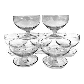 Mid-Century Modern Crystal Footed Dessert/Sherbet Coupes - Set of 7 For Sale