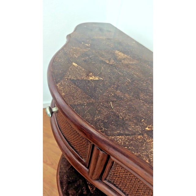 Wood Vintage Brithis Colonial Style Table Half Moon Made of Coconut and Bamboo For Sale - Image 7 of 10