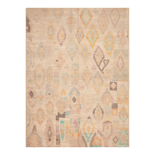 Nazmiyal Collection Small Modern Geometric Wool Rug For Sale