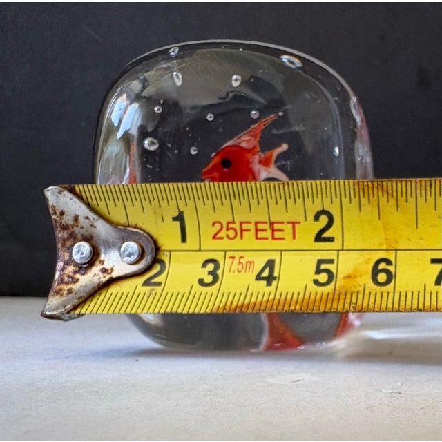 Red Mid-Century Murano Style Aquarium Art Glass Paperweight Sculpture With Red Angelfish For Sale - Image 8 of 8