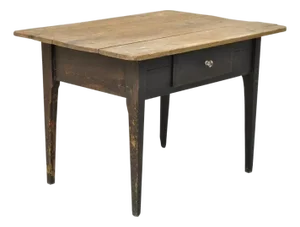 Antique French Country Primitive Black Distress Painted 1 Drawer Desk Work Table