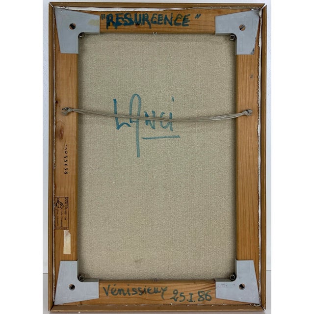 Surrealist Cloudscape Oil on Canvas Painting, Signed Lanci in the Manner of Rene Magritte For Sale - Image 4 of 7