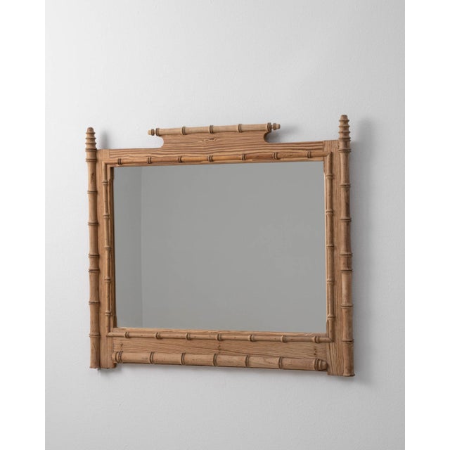 Circa 1900 French Faux Bamboo Carved Wood Wall Mirror For Sale - Image 4 of 8