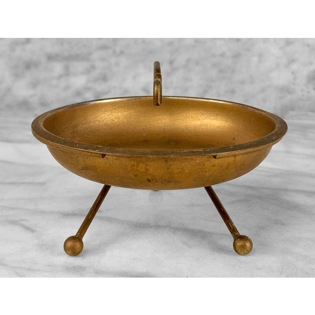 Mid-Century Atomic Gold Sculptural Aluminum Cigar Ashtray For Sale - Image 4 of 7