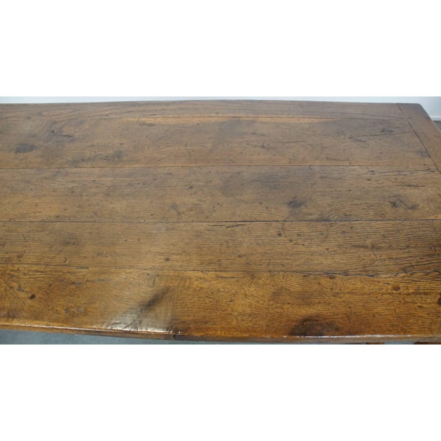 Brown French Oak Farmhouse Dining Table with Drawers For Sale - Image 8 of 18