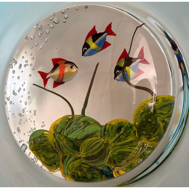Glass Vintage Murano Glass Disc Aquarium on Stand For Sale - Image 7 of 11