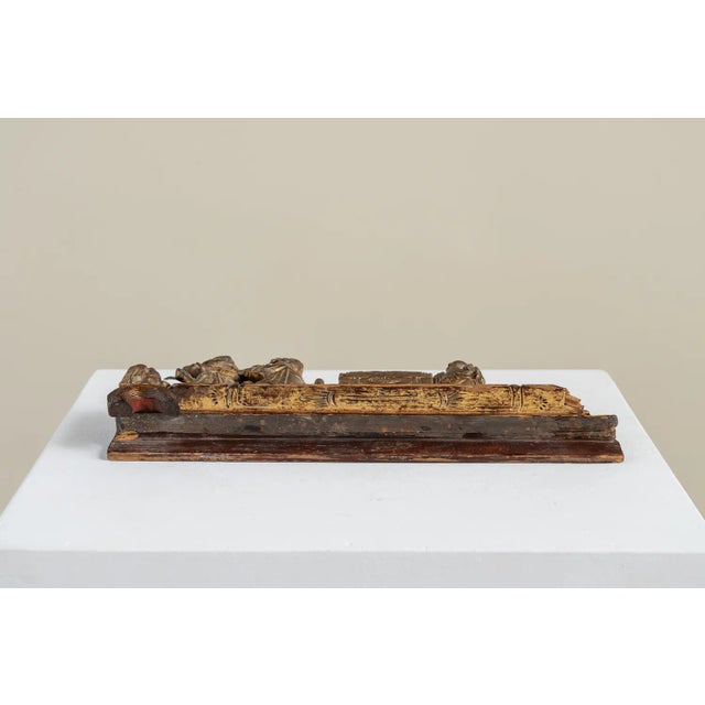 Wood Chinese Relief Fragment of Carved and Lacquered Wood, 1800s For Sale - Image 7 of 8