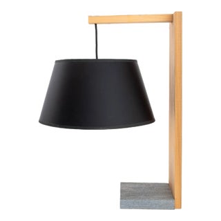 Contemporary Cherrywood and Slate Table Lamp For Sale