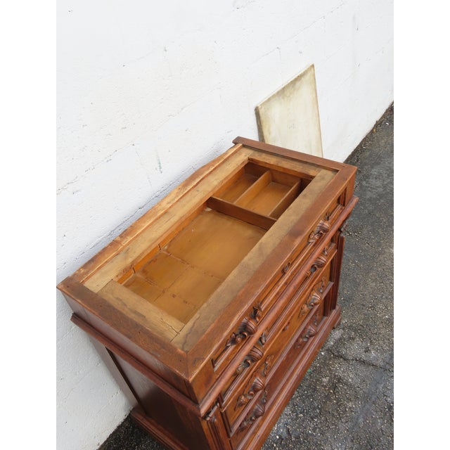 Wood Victorian Eastlake Late 1800s Carved Marble Top Small Dresser Chest 6399 For Sale - Image 7 of 18