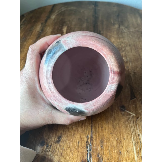 Saggar-Fired Pottery Vase Marked or Signed "CF" 2.5” diameter at the top opening 4.75” diameter at the widest 2 3/8”...