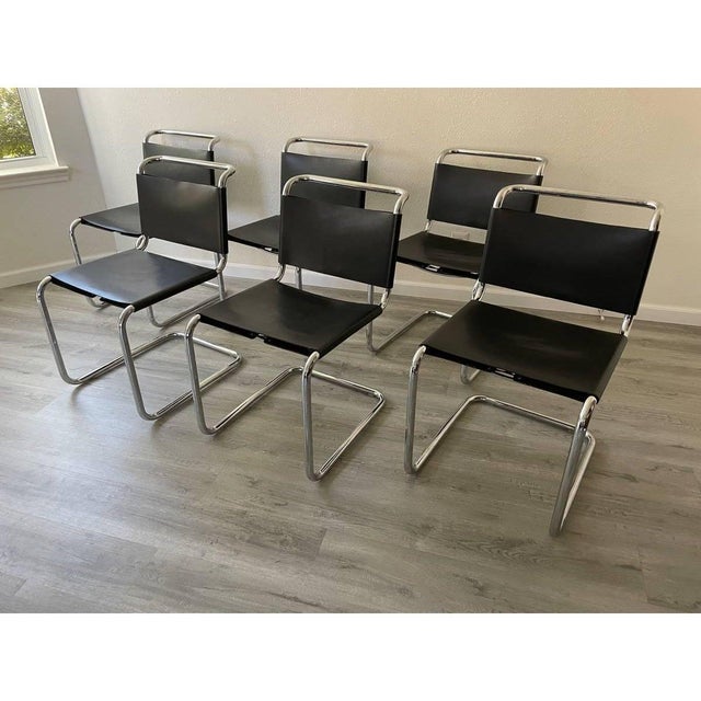 Vintage Spoleto B33 chairs (set of 6) attributed to Ufficio Tecnico' for Knoll, unmarked. Seamless, tubular steel frame,...