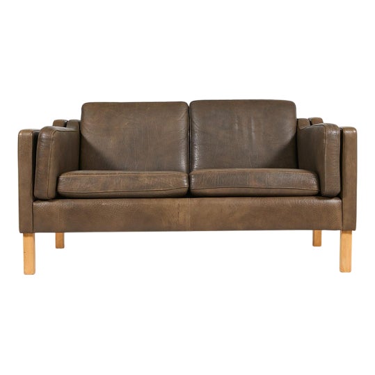 Two-Seater Sofa in Leather from Vemb, 1980s For Sale