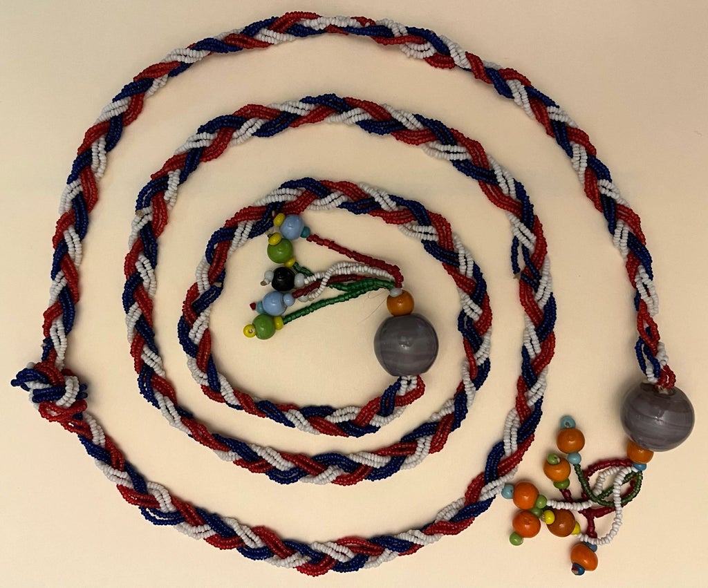 Native American vintage glass bead belt Vintage Wide Native American Seed Bead Belt & Buckle Free  main image 2