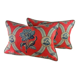 Vintage Brunschwig & Fils French Country Cotton Lumbar Pillows/Pair For Sale