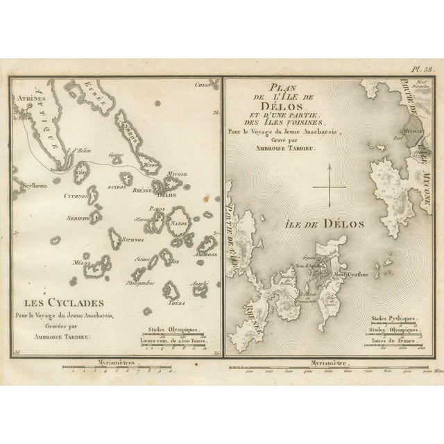 Antique Maps of the Cyclades and Delos from Ambroise Tardieu, 1825 For Sale