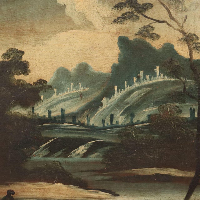 Unknown, Architecture and Characters, Oil on Canvas For Sale - Image 9 of 14