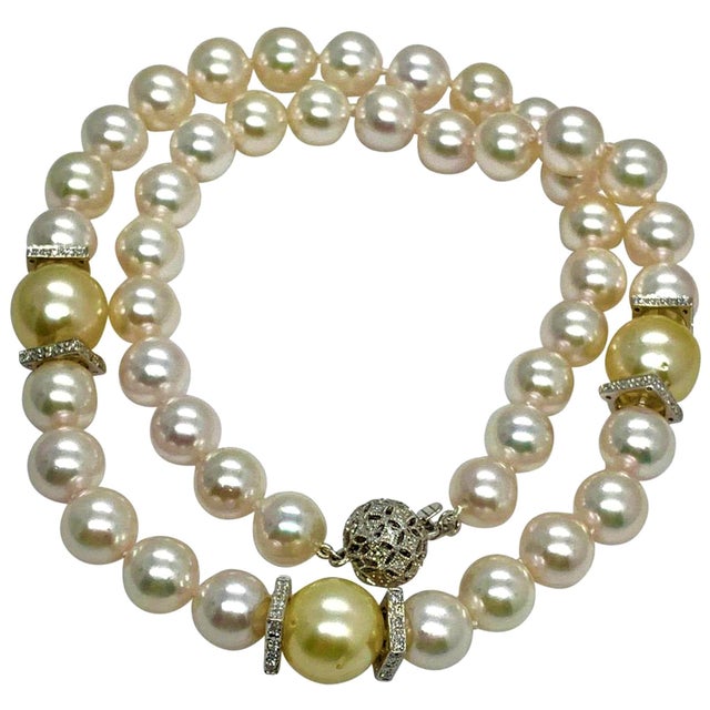 2010s South Sea Akoya Pearl Necklace 14k Gold Certified For Sale - Image 5 of 9