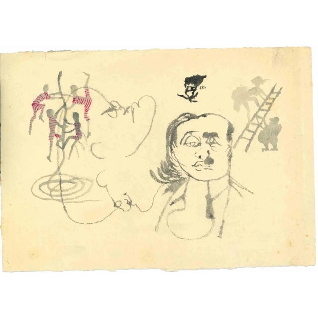 Modern Mino Maccari, Figures, Mid-20th Century, Drawing For Sale - Image 3 of 3