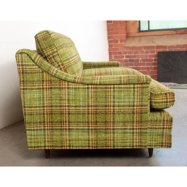 Mid Century Modern Cabin Chic Green Plaid Sofa / Loveseats Available