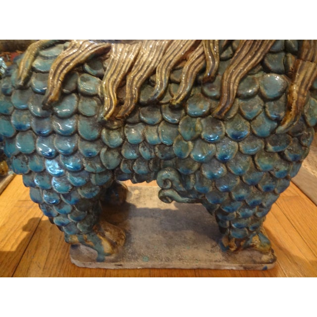 Ceramic Large Pair of Antique Chinese Porcelain Foo Dogs For Sale - Image 7 of 12