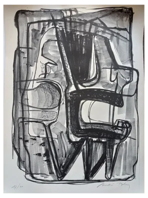 Andre Bloc, Large Abstract Composition, 1970s, Lithograph on Arches Paper