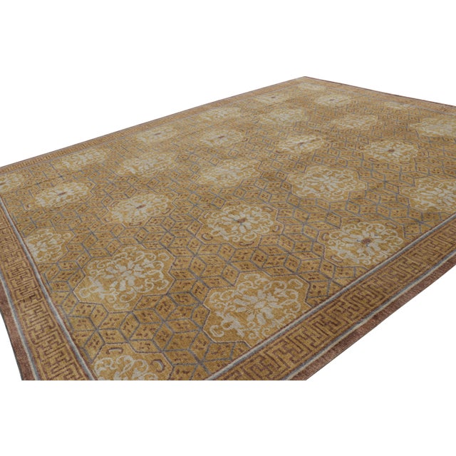 2010s Rug and Kilim’s Burano Rug in Beige-Brown With Geometric Patterns For Sale - Image 5 of 8