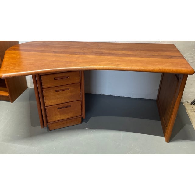 Danish Teak Desk with Drawer Cabinet and Extension Table, Set of 3 For Sale - Image 12 of 18