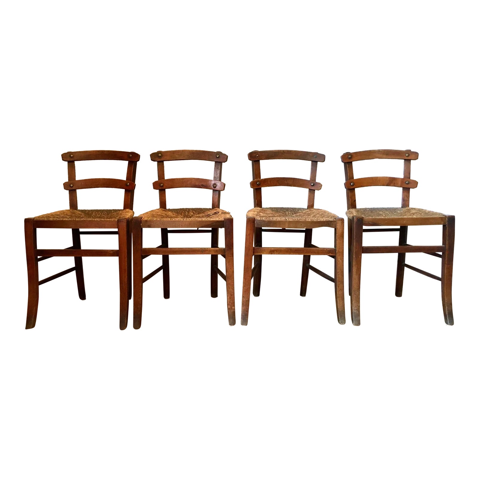 Early 20th Century French Chapel Rush Seat Dining Chairs - Set of 4 ...
