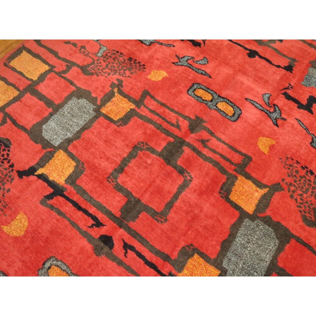 Textile Vintage Turkish Art Deco Rug For Sale - Image 7 of 9