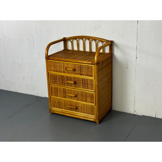 Mid-Century Modern Mid-Century Rattan Bamboo Chest of Drawers, 1960s For Sale - Image 3 of 7
