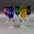 Ajka Hungary Marsala Multicolor Cut To Clear Crystal Champagne Flutes Glasses Set Of 5. Measures approximately 2"...