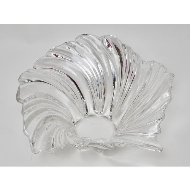 Vintage Mikasa "Belle Epoque" large glass sculptural bowl featuring a ribbed wave or scalloped motif.