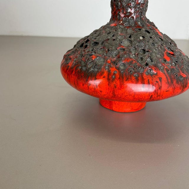 1970s Red Black Ceramic Pottery UFO Vase from Otto Keramik, Germany, 1970s For Sale - Image 5 of 18