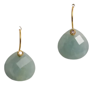 Rosecut Aquamarine, Diamond and 18k Gold Drop Earrings