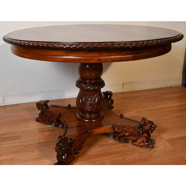 Wood 1880s Antique Rj Horner Carved Mahogany Carved Griffen Center Table / Hall Table For Sale - Image 7 of 18