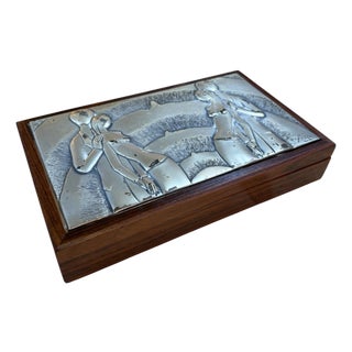 Vintage Italian Acca Wood Trinket Jewelry Box For Sale