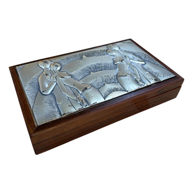 Vintage Italian Acca Wood Trinket Jewelry Box For Sale