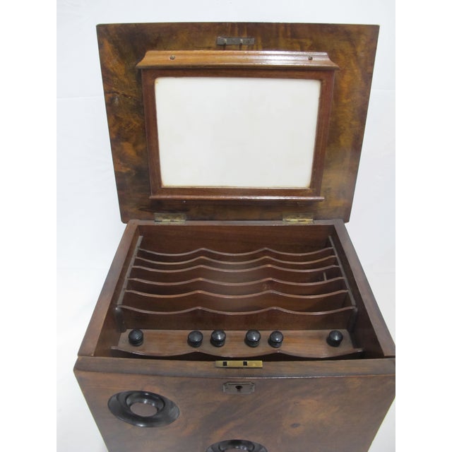 Antique Victorian Wood Travel Secretary Desk File Box W/Inkwells & Calendar For Sale - Image 4 of 12