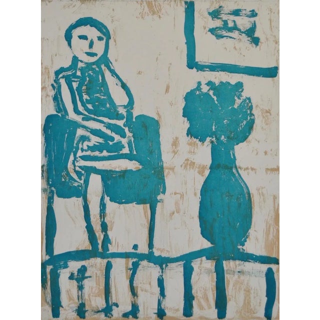 Abstract Arthur Krakower "Seated Woman With Flowers Ii" Monotype C.2004 For Sale - Image 3 of 6