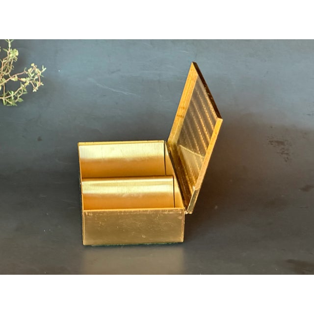 Brass Vintage Brass Cigarette Box With Etched Pictorial Map For Sale - Image 8 of 12