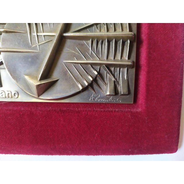 Bronze Bas-Relief Sculpture by Arnaldo Pomodoro for Johnson, 1978 For Sale - Image 3 of 11